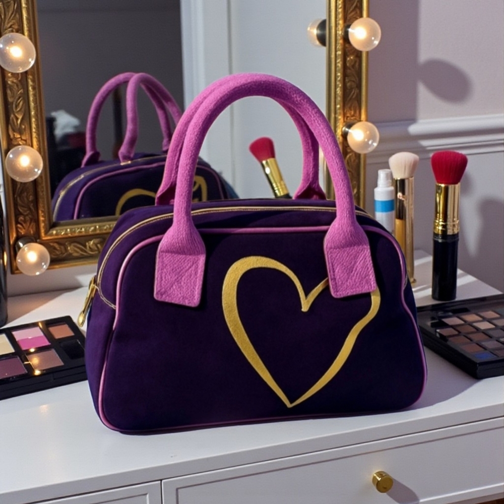 VINTAGE VICTORIA'S SECRET VELVET MINI SATCHEL ROYAL PURPLE